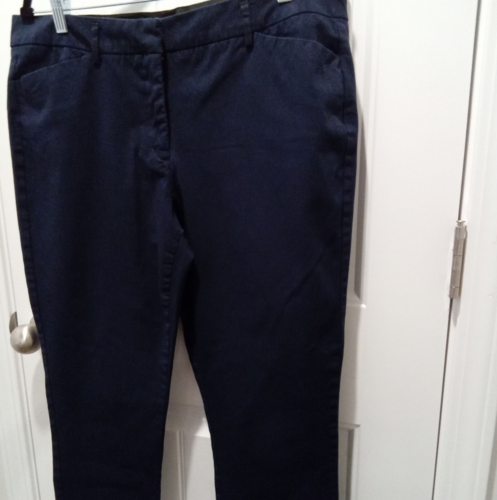 Worthington Plus Size 14 Dark Blue Straight Leg Ankle Cut Chino Style Pants